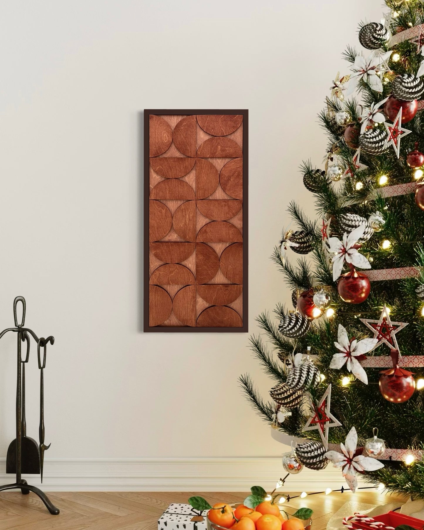 Wooden Christmas Decor, Modern Mid Century Wood Wall Art