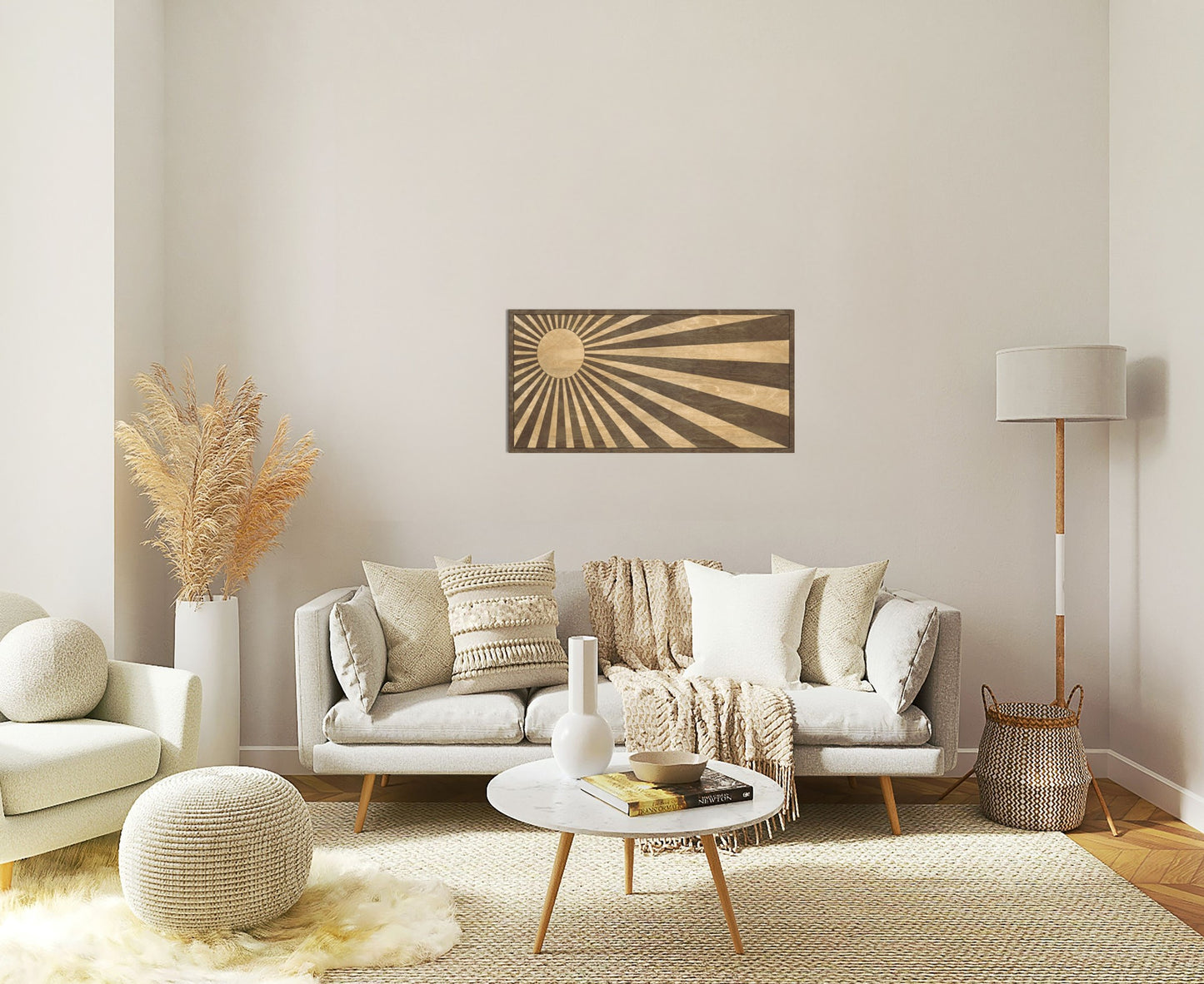 Wood Wall Art - Wooden Mosaic Sun Decor