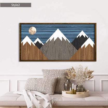 Wood Art Print - Blue Sky Mountain Art