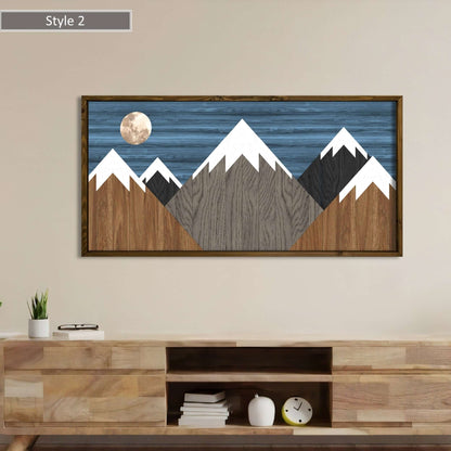 Wood Art Print - Blue Sky Mountain Art