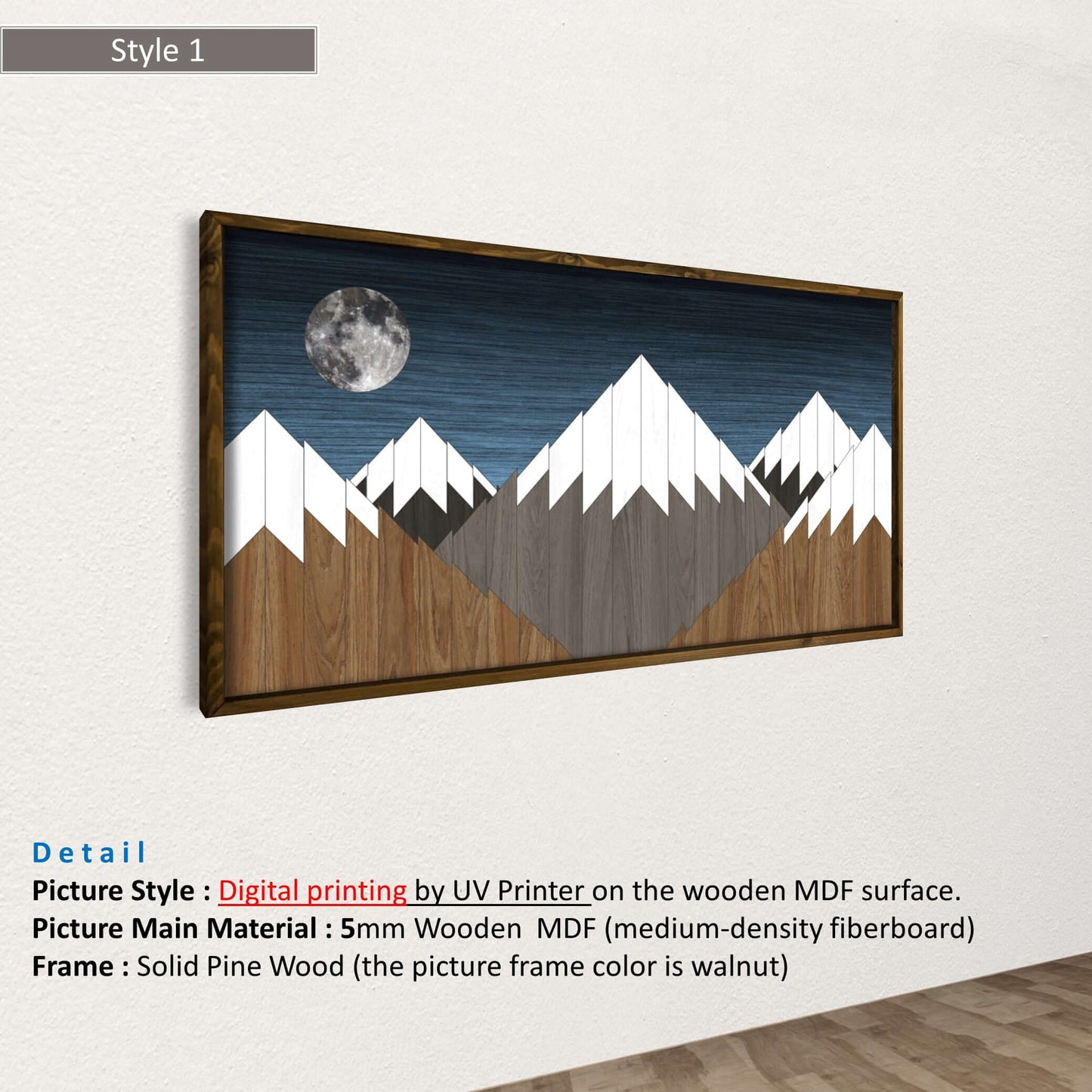 Wood Art Print - Blue Sky Mountain Art